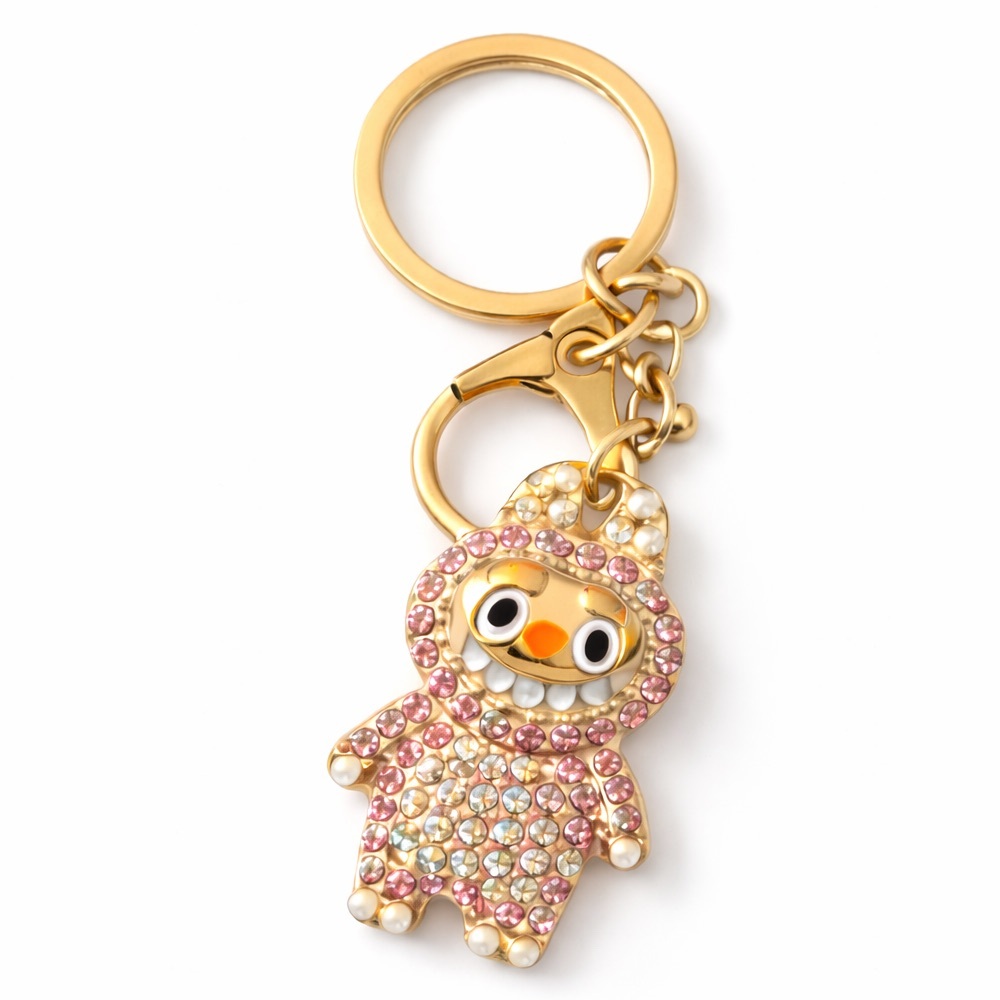 LABUBU Character 3 Crystal Keychain Charm – Cute Rhinestone Bag Charm Key Ring ✨ - Picture 3 of 5